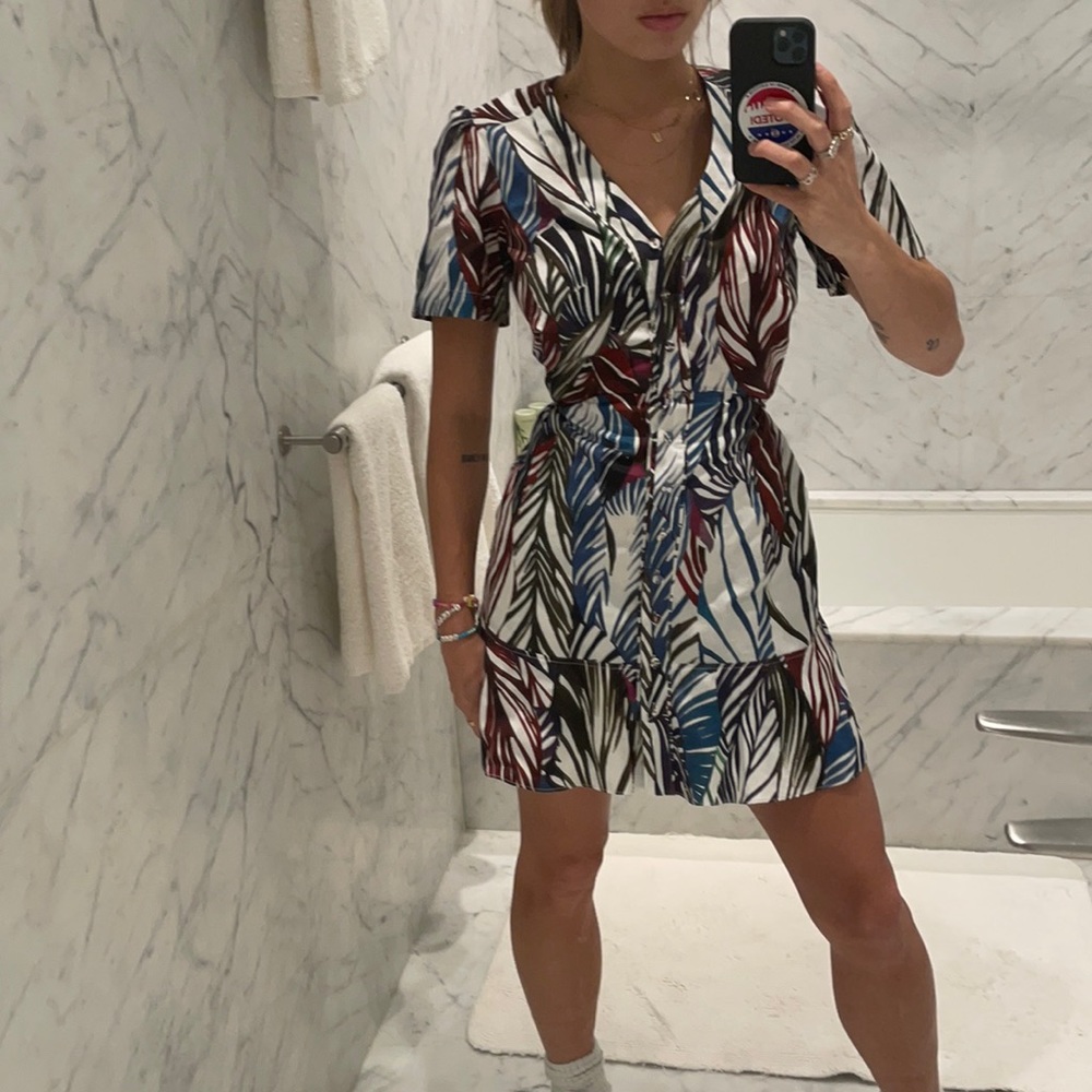 Parker NYC Floral Printed Mini Dress with Puff Sleeves